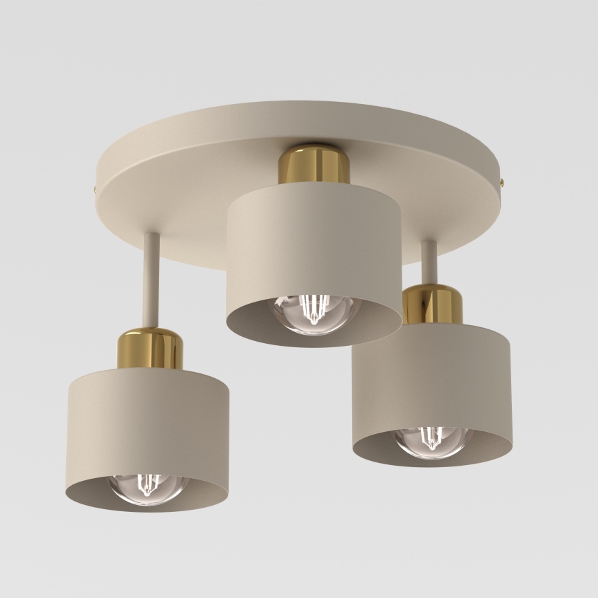 Loftlampe PARKLA 3xE27/15W/230V beige/guldfarvet