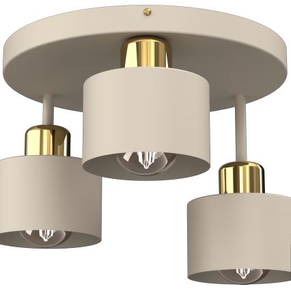 Loftlampe PARKLA 3xE27/15W/230V beige/guldfarvet