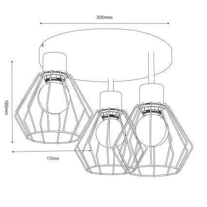 Loftlampe PARKLA 3xE27/15W/230V beige