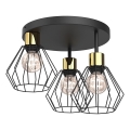 Loftlampe PARKLA 3xE27/15W/230V sort/guldfarvet