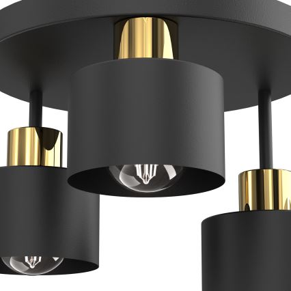 Loftlampe PARKLA 3xE27/15W/230V sort/guldfarvet