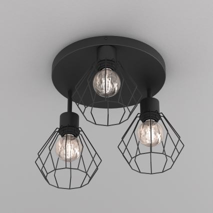 Loftlampe PARKLA 3xE27/15W/230V sort
