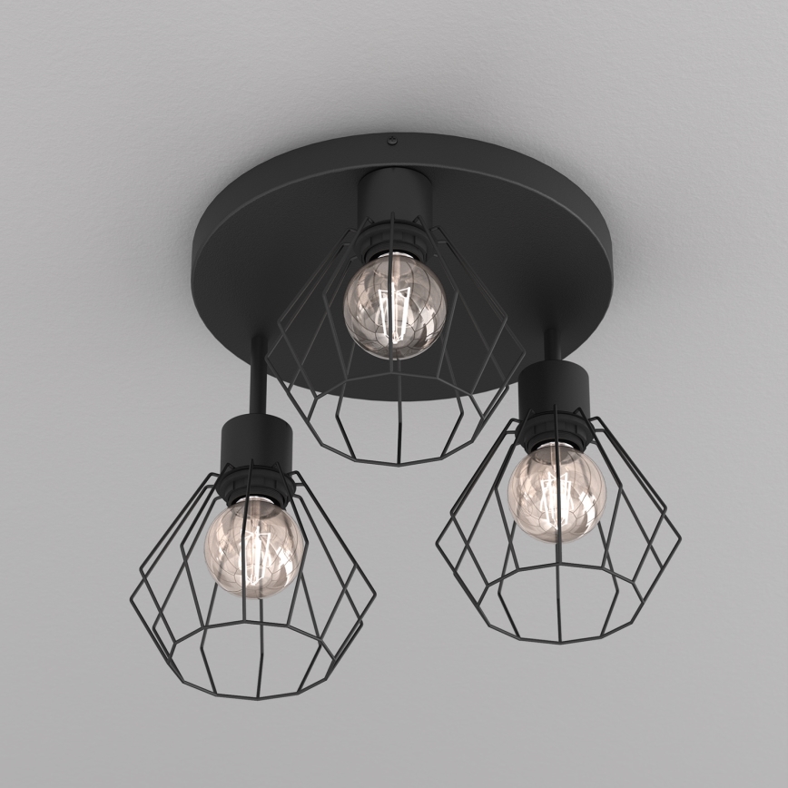 Loftlampe PARKLA 3xE27/15W/230V sort