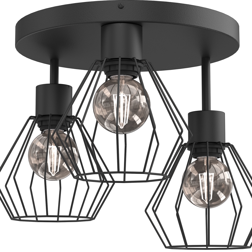 Loftlampe PARKLA 3xE27/15W/230V sort