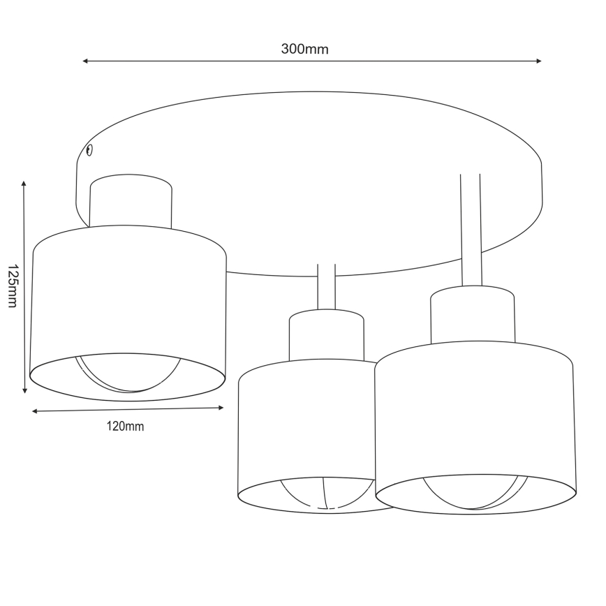 Loftlampe PARKLA 3xE27/15W/230V sort