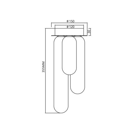 Loftlampe PAX 3xG9/9W/230V sort