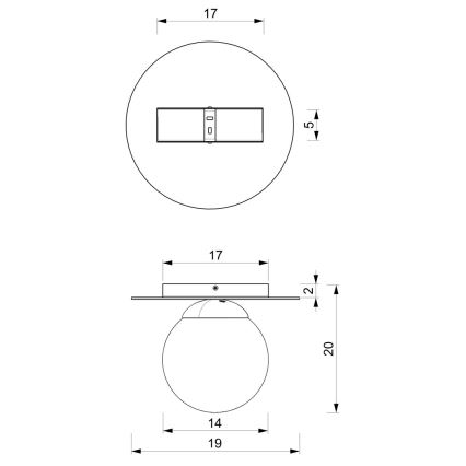 Loftlampe PLATO 1xE14/40W/230V diam. 19 cm