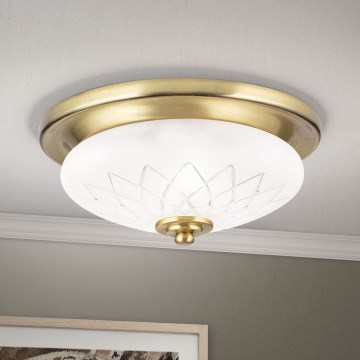 Loftlampe PORTO 1xE27/40W/230V diameter 26 cm guldfarvet