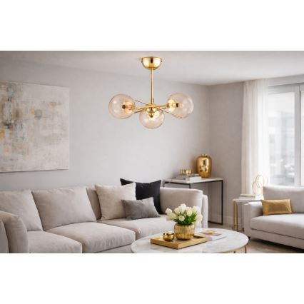 Loftlampe PRIMERY 5xE14/10W/230V guldfarvet