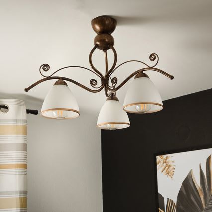 Loftlampe RETRO 3xE27/60W/230V bronzefarvet patina