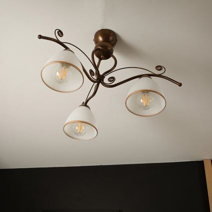 Loftlampe RETRO 3xE27/60W/230V bronzefarvet patina