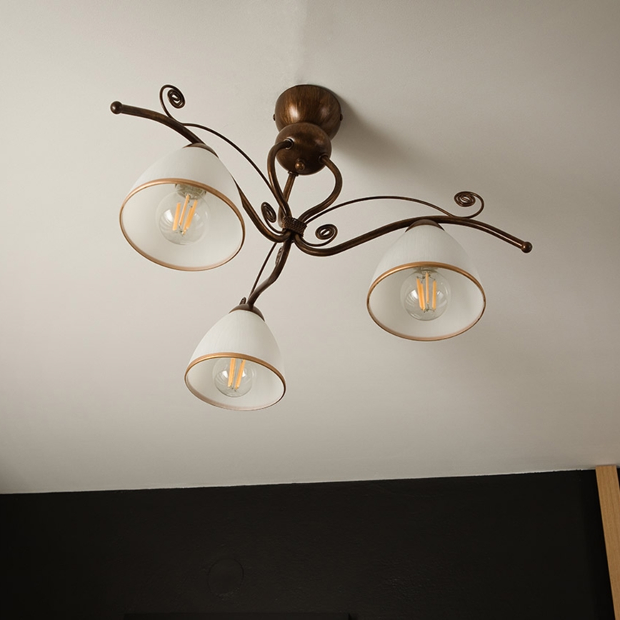 Loftlampe RETRO 3xE27/60W/230V bronzefarvet patina