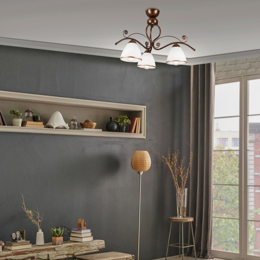 Loftlampe RETRO 3xE27/60W/230V bronzefarvet patina