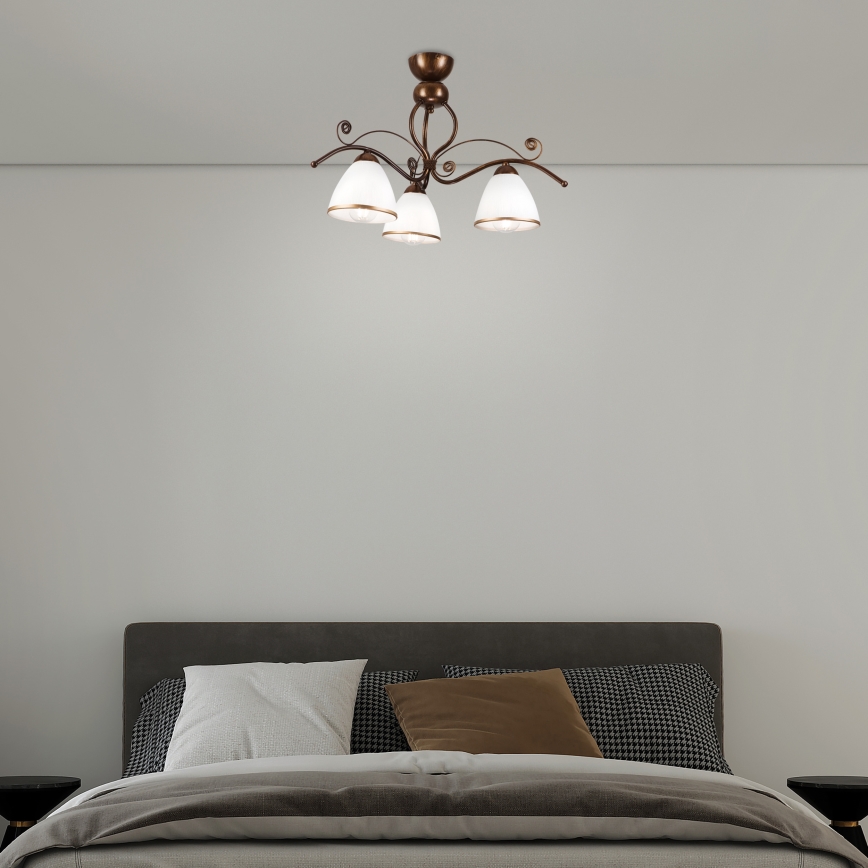 Loftlampe RETRO 3xE27/60W/230V bronzefarvet patina