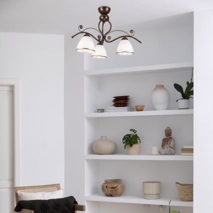 Loftlampe RETRO 3xE27/60W/230V bronzefarvet patina
