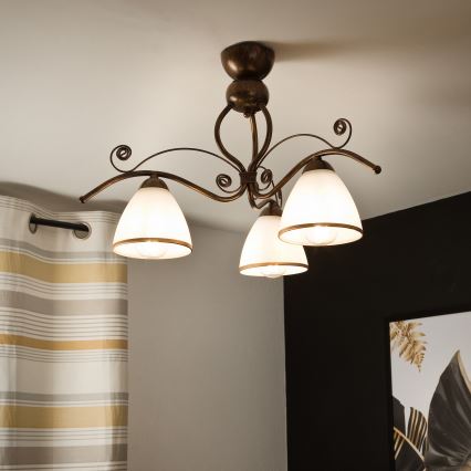 Loftlampe RETRO 3xE27/60W/230V bronzefarvet patina