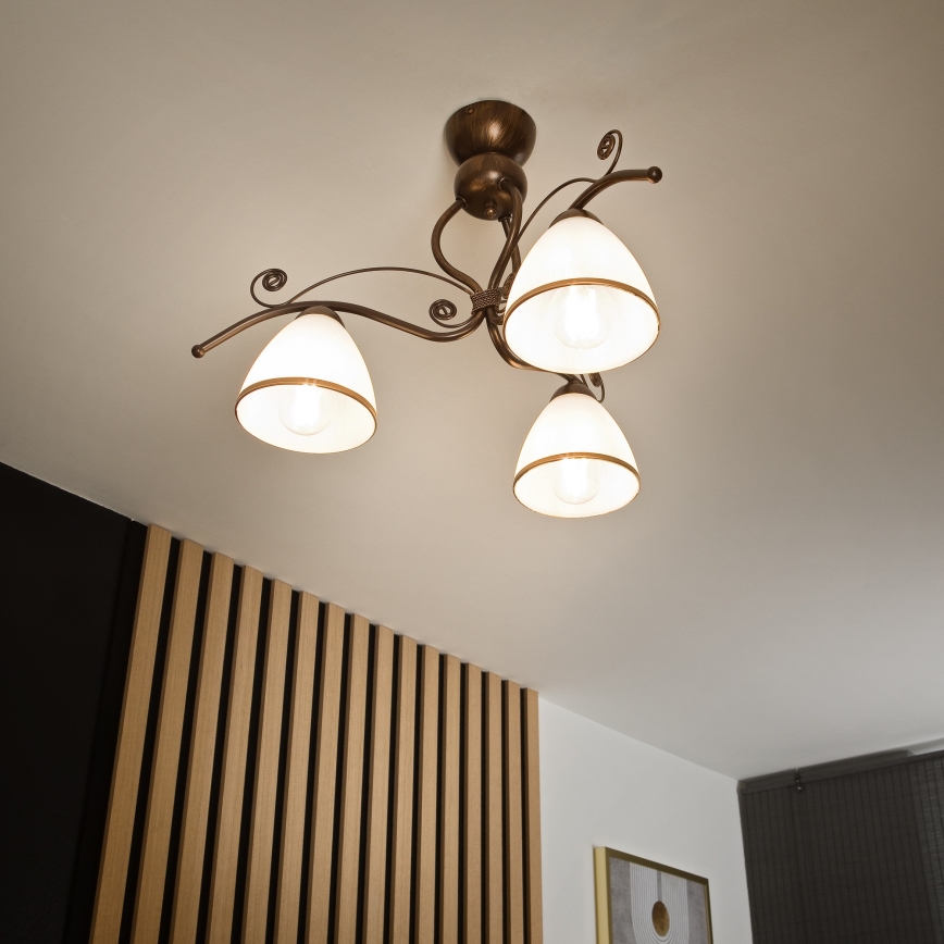 Loftlampe RETRO 3xE27/60W/230V bronzefarvet patina