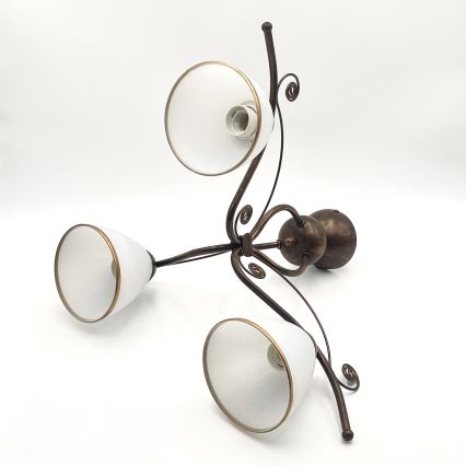 Loftlampe RETRO 3xE27/60W/230V bronzefarvet patina