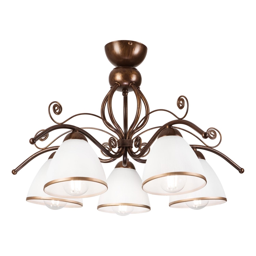 Loftlampe RETRO 5xE27/60W/230V bronzefarvet patina