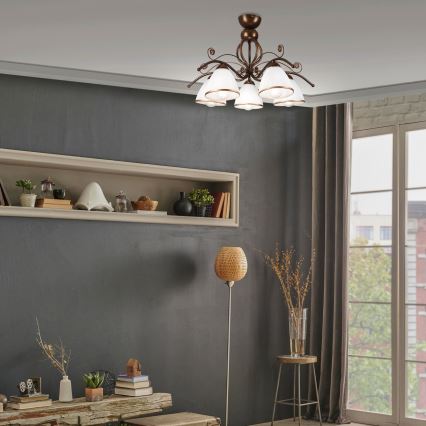 Loftlampe RETRO 5xE27/60W/230V bronzefarvet patina