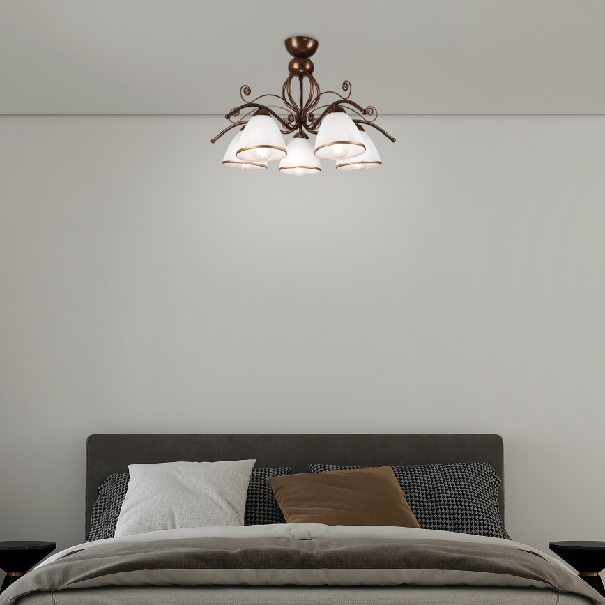 Loftlampe RETRO 5xE27/60W/230V bronzefarvet patina