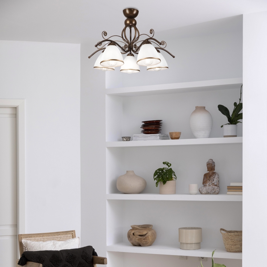 Loftlampe RETRO 5xE27/60W/230V bronzefarvet patina
