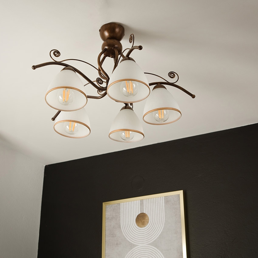 Loftlampe RETRO 5xE27/60W/230V bronzefarvet patina