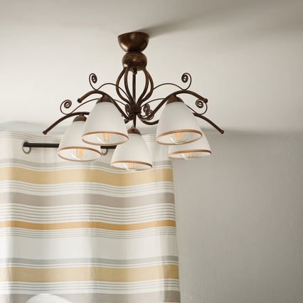 Loftlampe RETRO 5xE27/60W/230V bronzefarvet patina