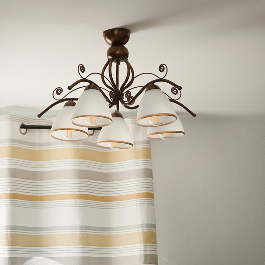 Loftlampe RETRO 5xE27/60W/230V bronzefarvet patina