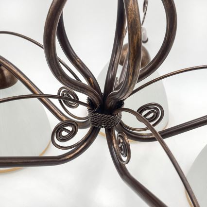 Loftlampe RETRO 5xE27/60W/230V bronzefarvet patina