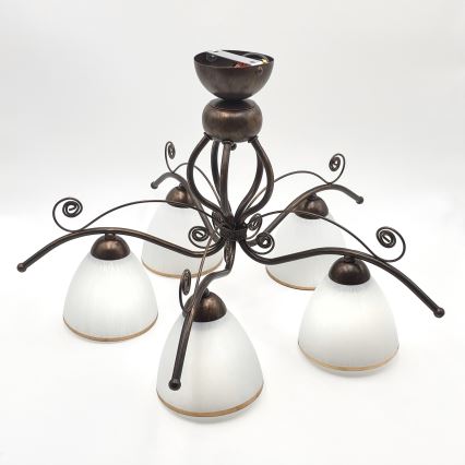 Loftlampe RETRO 5xE27/60W/230V bronzefarvet patina