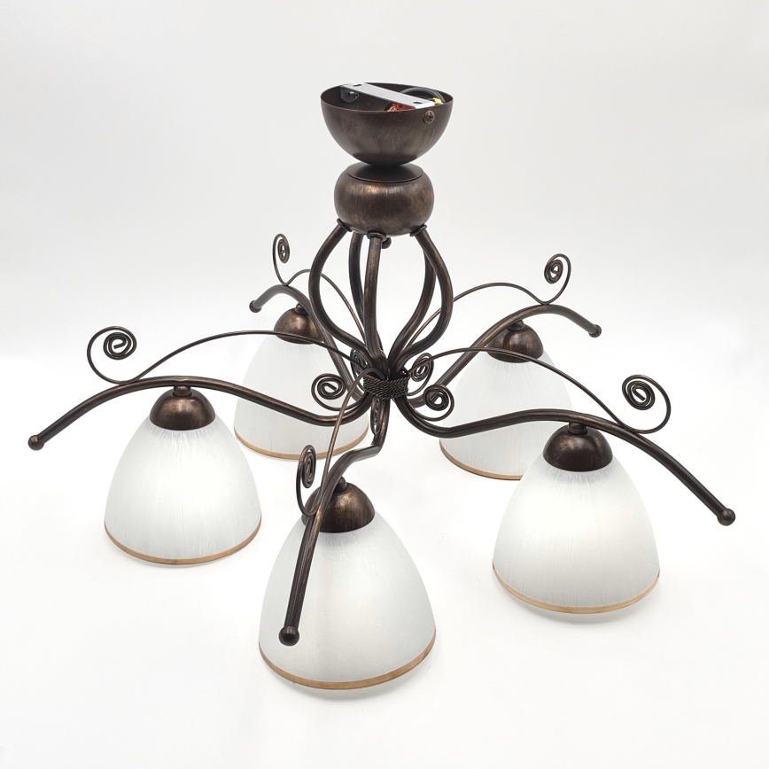 Loftlampe RETRO 5xE27/60W/230V bronzefarvet patina