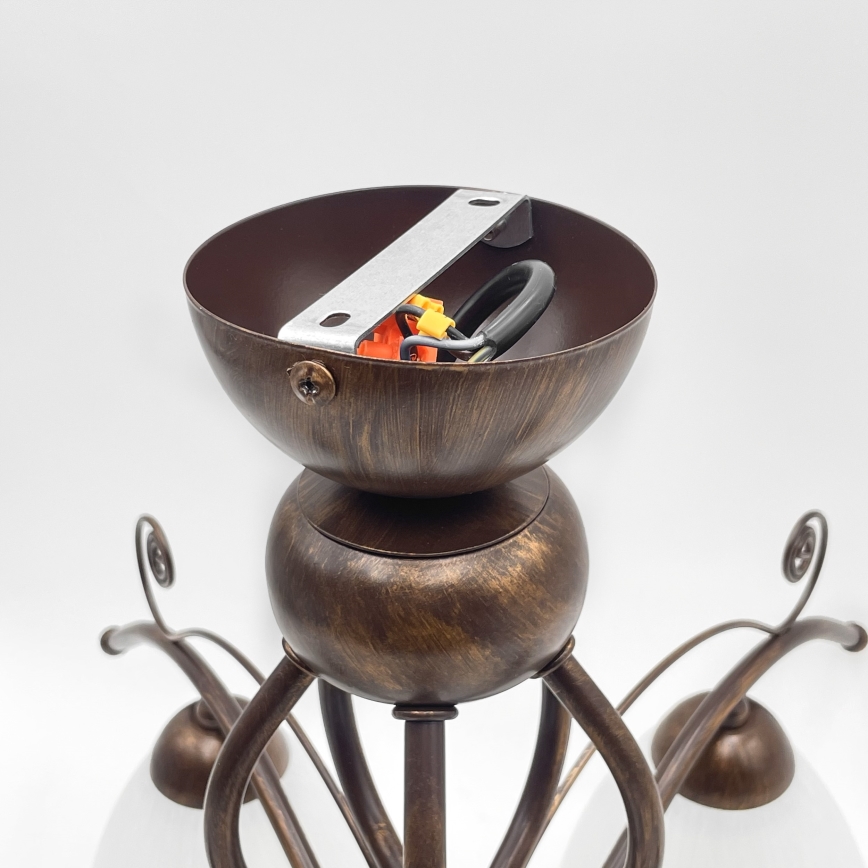 Loftlampe RETRO 5xE27/60W/230V bronzefarvet patina