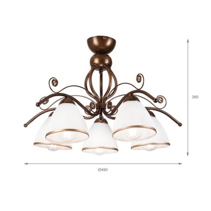 Loftlampe RETRO 5xE27/60W/230V bronzefarvet patina