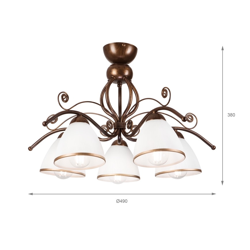 Loftlampe RETRO 5xE27/60W/230V bronzefarvet patina