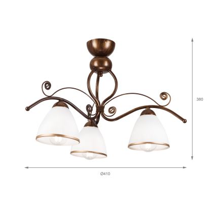 Loftlampe RETRO 5xE27/60W/230V bronzefarvet patina