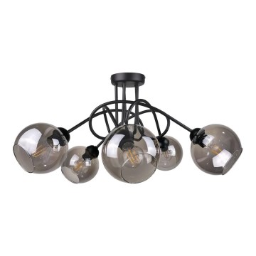 Loftlampe RIN 5xE27/60W/230V sort/røget