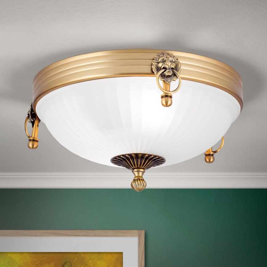 Loftlampe ROCCA 2xE27/60W/230V diameter 31 cm bronze/hvid