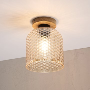 Loftlampe ROCCO WOOD 1xE27/15W/230V eg/røget beige Ø 18 cm
