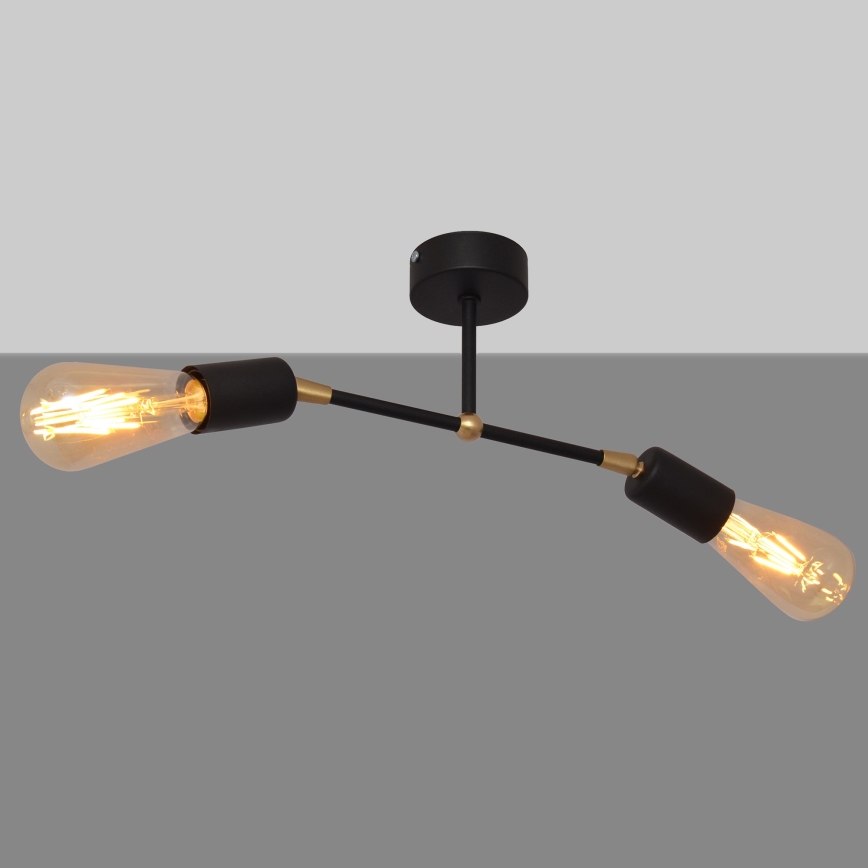 Loftlampe ROSETTE 2xE27/15W/230V sort/gylden