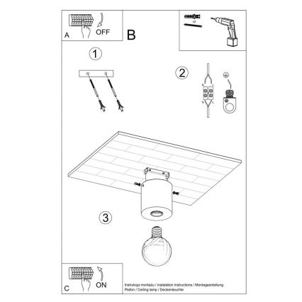 Loftlampe SALGADO 1xE27/60W/230V betongrå