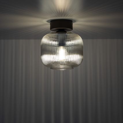 Loftlampe SALVIA 1xE14/10W/230V Ø 15 cm brun/røgbrun