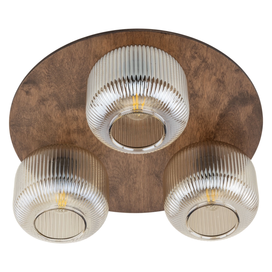 Loftlampe SALVIA 3xE14/10W/230V Ø 40 cm brun/røgbrun