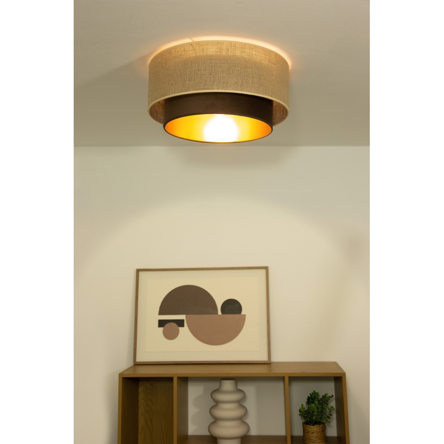 Loftlampe SARTA, 1xE27/60W/230V, Ø 45 cm, brun/jute