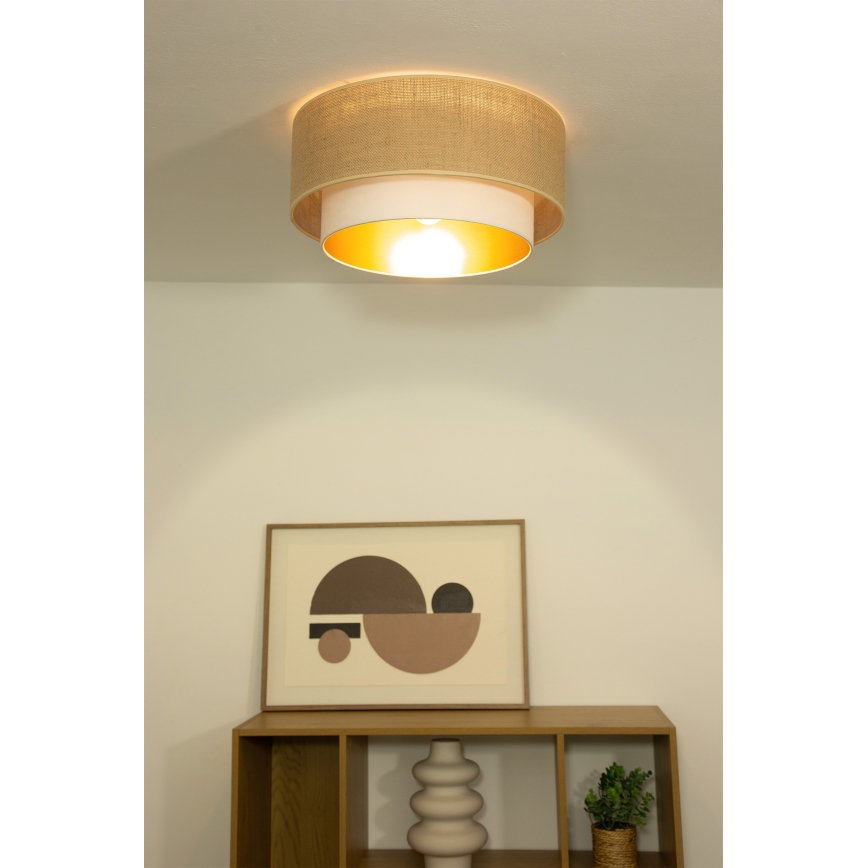 Loftlampe SARTA 1xE27/60W/230V Ø 45 cm hvid/jute