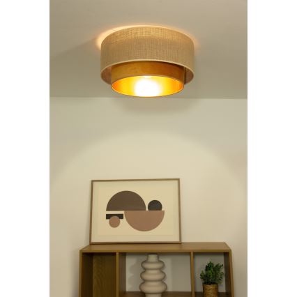 Loftlampe SARTA 1xE27/60W/230V Ø 45 cm kobber/jute