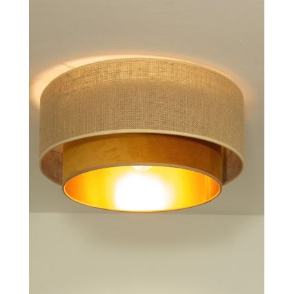 Loftlampe SARTA 1xE27/60W/230V Ø 45 cm kobber/jute