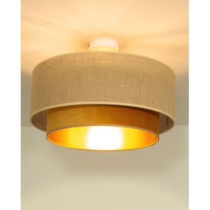 Loftlampe SARTA 1xE27/60W/230V Ø 45 cm kobber/jute
