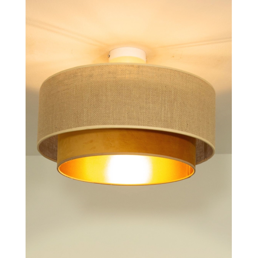 Loftlampe SARTA 1xE27/60W/230V Ø 45 cm kobber/jute