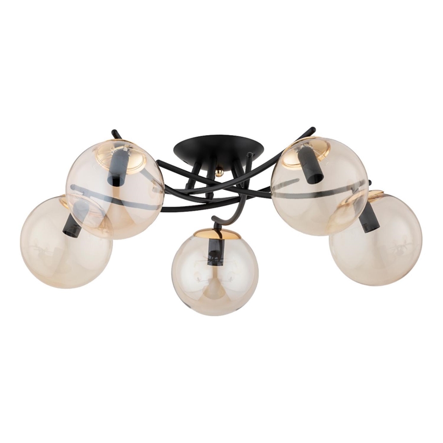 Loftlampe SAVI 5xE14/10W/230V sort/guldfarvet